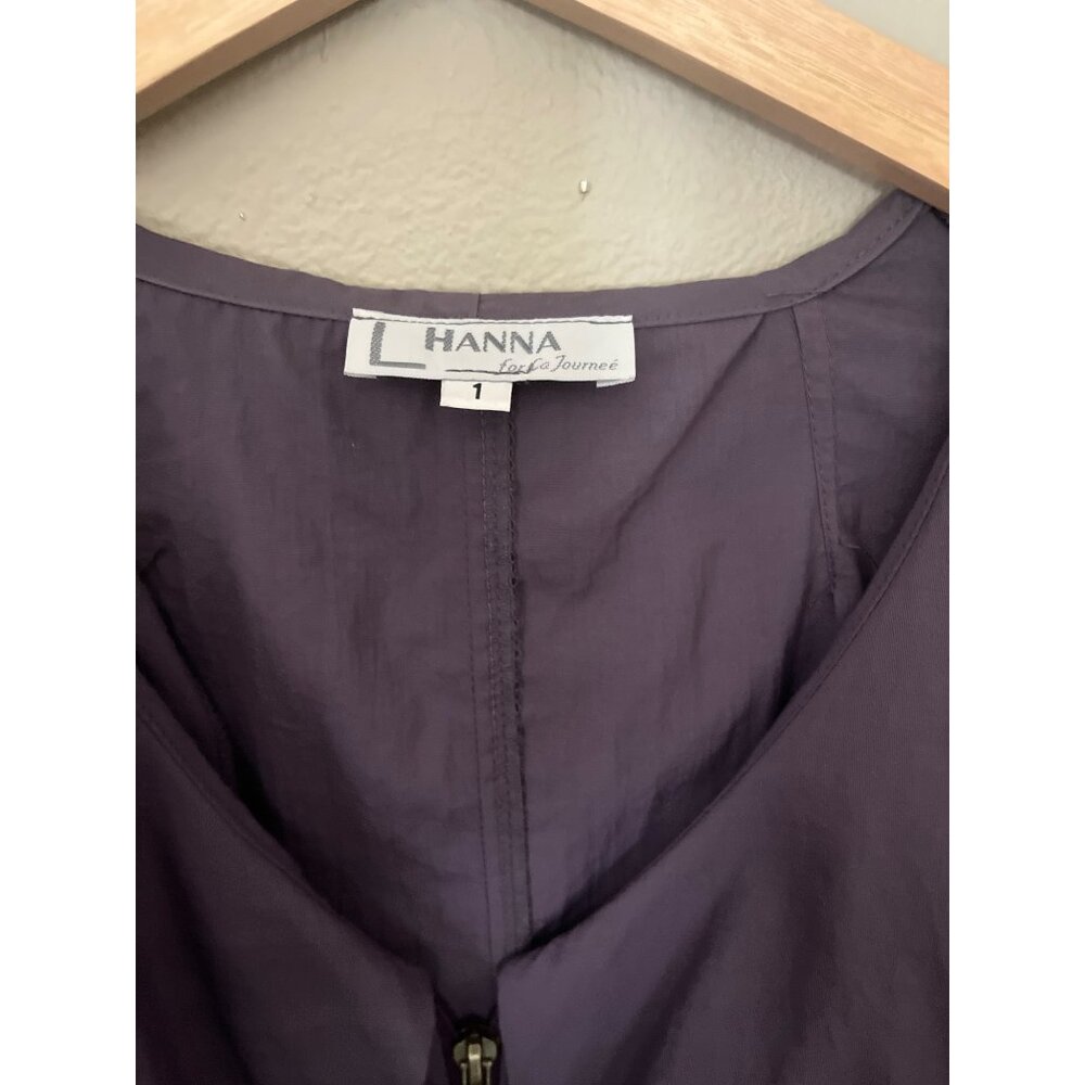 Hanna For The Journey Zip-Up Jacket  Ruffled Collar Women Size 1 Purple Plum - Picture 3 of 10